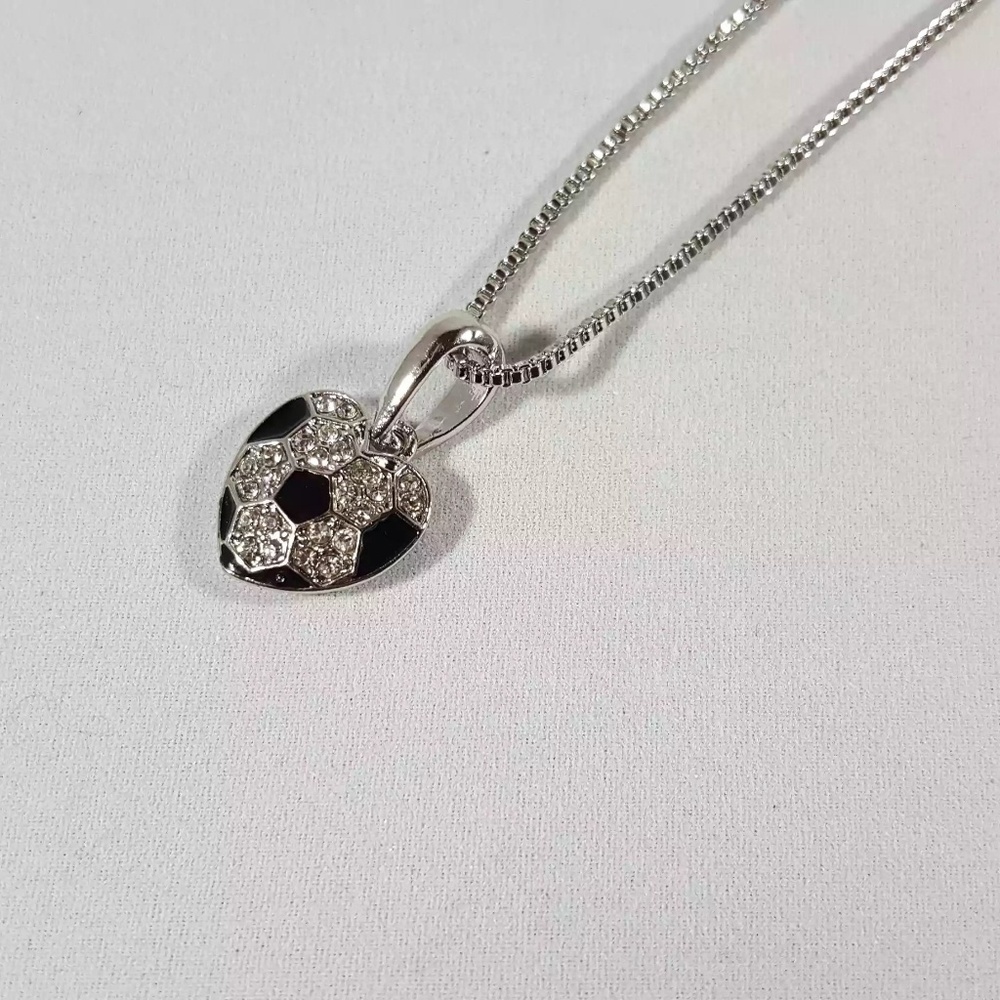 Rhinestone soccer pendant - heart shaped